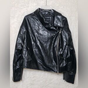 NWT Eloquii Asymmetrical Black Leather Jacket Size 14/16 X-Large
